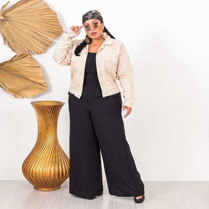 Imagem de Jaqueta Feminina Plus Size Botão Encapado Tendência Da Moda