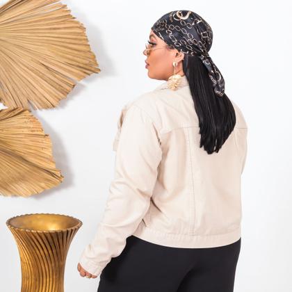 Imagem de Jaqueta Feminina Plus Size Botão Encapado Tendência Da Moda