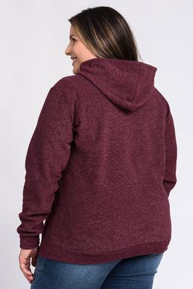 Imagem de Jaqueta Feminina Plus Size Bouclê Capuz Fechamento Zíper Bolso Canguru - Serena