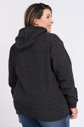 Imagem de Jaqueta Feminina Plus Size Bouclê Capuz Fechamento Zíper Bolso Canguru - Serena