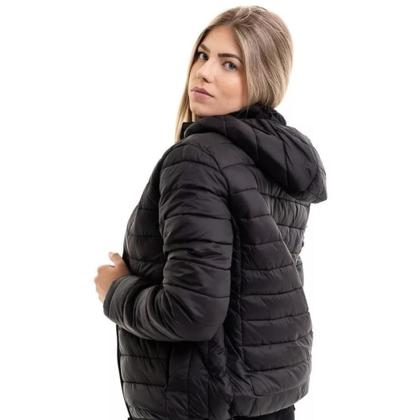 Imagem de Jaqueta Feminina Preta Casaco De Nylon Blusa De Frio Bobojaco Acolchoado Impermeável