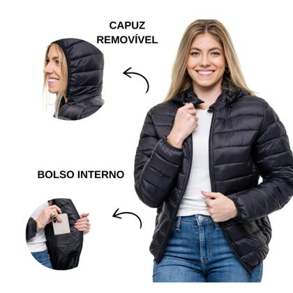 Imagem de Jaqueta Feminina Puffer Bolha Nylon Impermeável Blusa de Frio