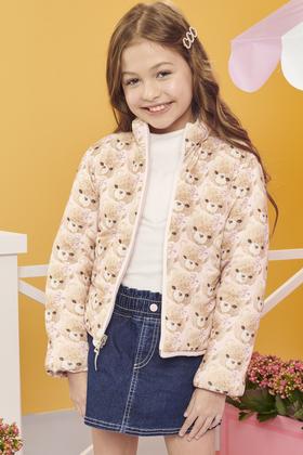 Imagem de Jaqueta Infantil Dupla Face Estilo Puffer Alongada em Nylon e Veludo Ursinha - Infanti