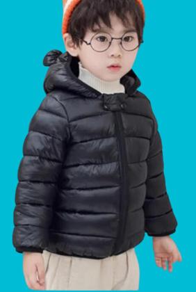 Imagem de Jaqueta Infantil Puffer Casaco Capuz Bobojaco 2 a 3 anos Preto