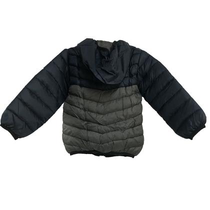 Imagem de Jaqueta Infantil Puffer Cinza e Azul Marinho com Forro e Capuz
