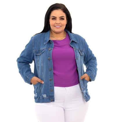 Imagem de Jaqueta Jeans Cropped Feminina Plus Size Mimi Casaco Jeans