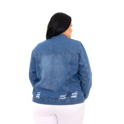 Imagem de Jaqueta Jeans Cropped Feminina Plus Size Mimi Casaco Jeans