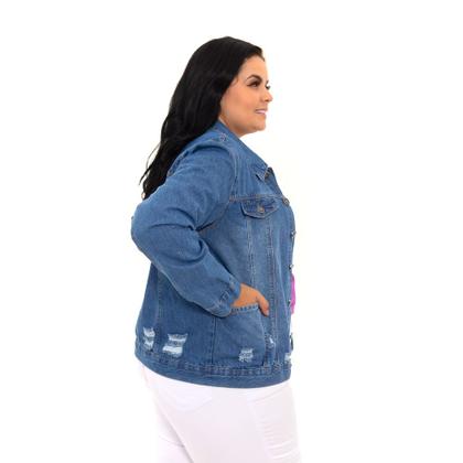 Imagem de Jaqueta Jeans Cropped Feminina Plus Size Mimi Casaco Jeans