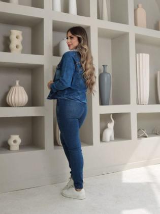 Imagem de jaqueta Jeans Feminina Com Elastano pelúcia manga longa 0006