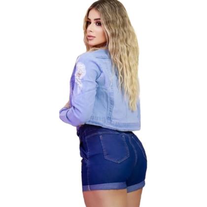 Imagem de Jaqueta Jeans Feminina Cropped Clara Blogueira 100% Algodão