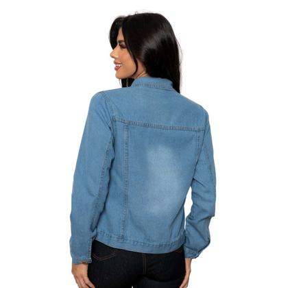 Imagem de Jaqueta Jeans Feminina Simples 100% Algodão