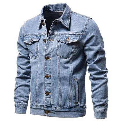 Imagem de Jaqueta Jeans Masculina Slim Fit Outono 2025 Vintage Casual Motociclista Preta Azul Algodão