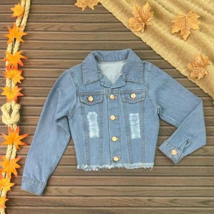 Imagem de Jaqueta Jeans Meninas Modinha Outono/inverno Lançamento Luxo