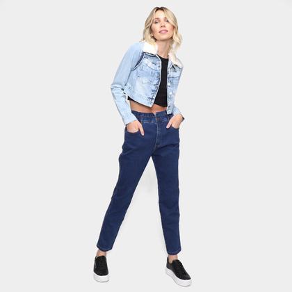 Imagem de Jaqueta Jeans Naraka Cropped Pelinho Feminina