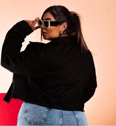 Imagem de Jaqueta Jeans Plus Size Preta - Com Lycra - Super Lançamento