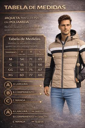 Imagem de Jaqueta Masculina Bobojaco Listras Peluciada Com Capuz Inverno Térmica Forrada Blusa De Frio Grossa