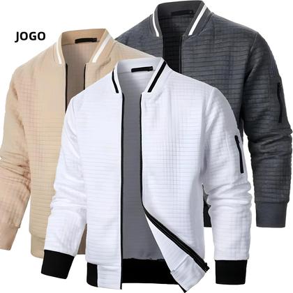 Imagem de Jaqueta Masculina De Manga Longa Com Zíper, Cor Sólida, Moda De Rua Para Outono, Moletom Quente,