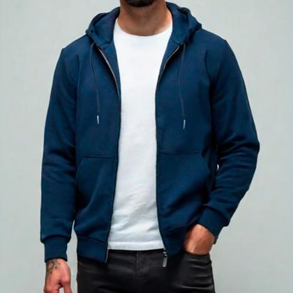 Imagem de Jaqueta Masculina Moletom Básica Flanelada Com Capuz