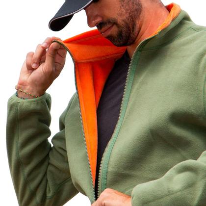 Imagem de Jaqueta Masculina Teddy Fleece Verde Laranja Dupla Face - Kailash