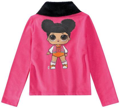 Imagem de Jaqueta Moletom Flanelado Infantil Gola Pelúcia LOL Rosa - Malwee