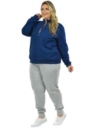 Imagem de Jaqueta moletom flanelado plus size feminino fenomenal