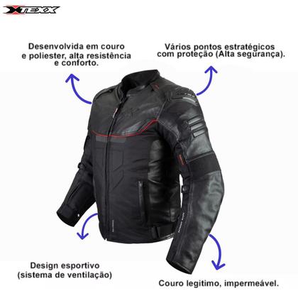 Imagem de Jaqueta Motociclista Texx Falcon V2 Impermeável Preto Verm