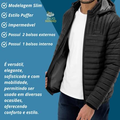 Imagem de Jaqueta Ogochi de Frio Casaco Slim Puffer Inverno Corta Vento Masculina Impermeável