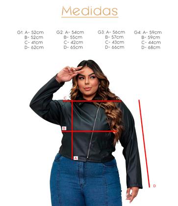 Imagem de Jaqueta Plus Size Feminina Couro material sintético Pixie Casaco Blusa