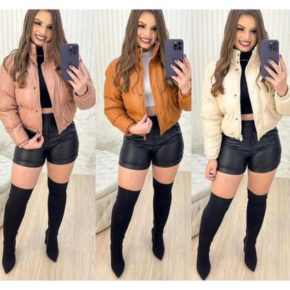Imagem de Jaqueta pufer com capuz jaqueta de inverno feminina casual jaqueta em pu