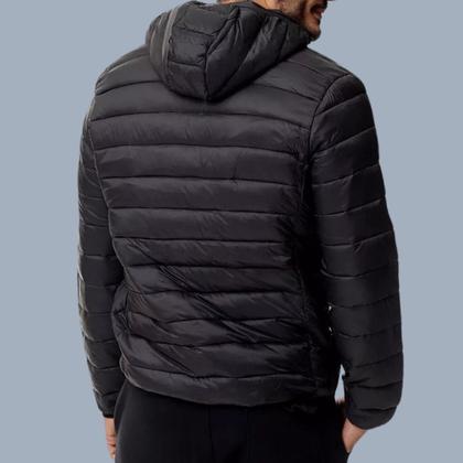 Imagem de Jaqueta Puffer Bobojaco Masculina Casaco Corta Vento Acolchoada Impermeável Bolsos Capuz Removível