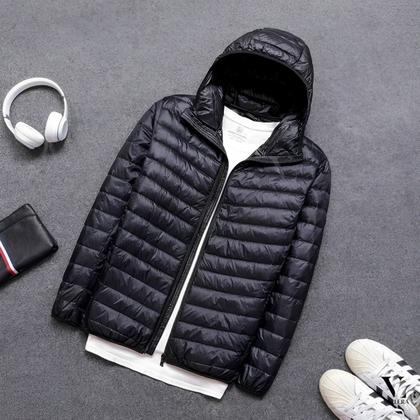 Imagem de Jaqueta Puffer Bobojaco Masculina Casaco Corta Vento Acolchoada Impermeável Bolsos Capuz Removível