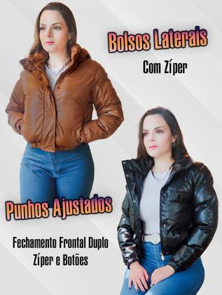 Imagem de Jaqueta Puffer Feminina Couro Forrada Bobojaco Blusa de Frio