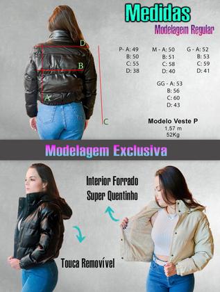 Imagem de Jaqueta Puffer Feminina Couro Forrada Bobojaco Blusa de Frio