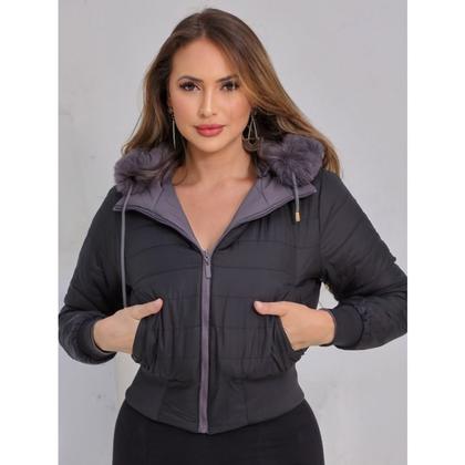 Imagem de Jaqueta Puffer feminina dupla face Reversível Bobojado frio