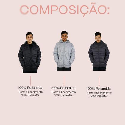 Imagem de Jaqueta Puffer Impermeável Masculina Com Capuz Removível
