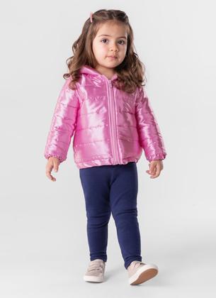 Imagem de Jaqueta Puffer Infantil Menina Rosa Acetinado Mundi