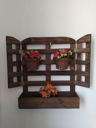 Imagem de Jardim vertical painel floreira parede suporte madeira plantas varias cores 60 x 74 cm