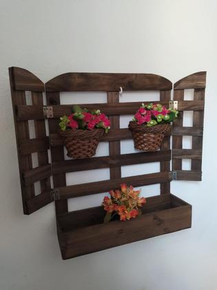 Imagem de Jardim vertical painel floreira parede suporte madeira plantas varias cores 60 x 74 cm