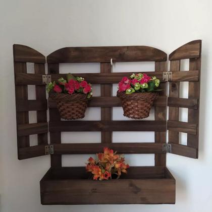 Imagem de Jardim vertical painel floreira parede suporte madeira plantas varias cores 60 x 74 cm
