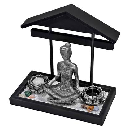 Imagem de Jardim Zen Ioga Meditando Base Telhado Incensário Castiçal