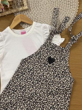 Imagem de Jardineira Infantil Belime Verão Oncinha com Blusa Branca