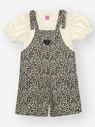 Imagem de Jardineira Infantil Belime Verão Oncinha com Blusa Branca