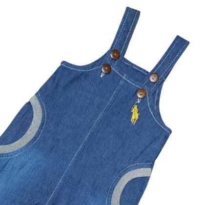 Imagem de Jardineira Macacão Jeans Longo Roupa Bebê Infantil Maternidade