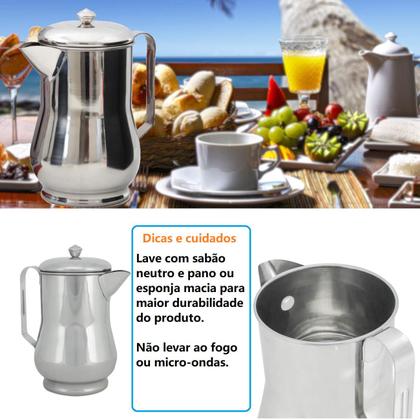 Imagem de Jarra Aço Inox Cromado Suco Água Com Aparador De Gelo 1,5 Litros