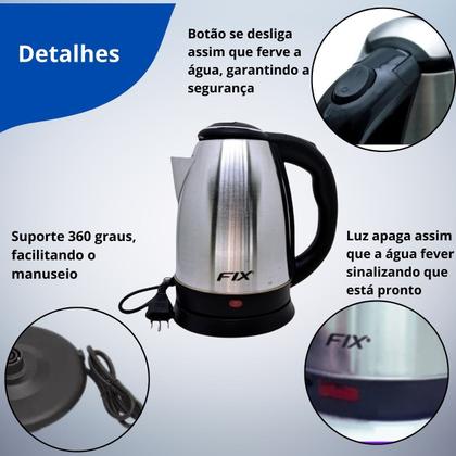 Imagem de Jarra Bule Chaleira Elétrica Inox 1,8l Prática 110v/220v