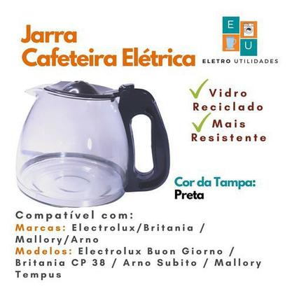 Jarra Cafeteira Arno Subito Preto Vidro Resistente - Mistral Imagem de Jarra Cafeteira Arno Subito Preto Vidro Resistente