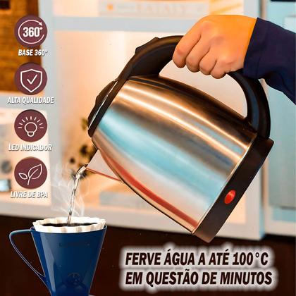 Imagem de Jarra Chaleira Elétrica 1.8 Litros Bule Inox Ferve Rápido Água Café Sopas Instantâneas