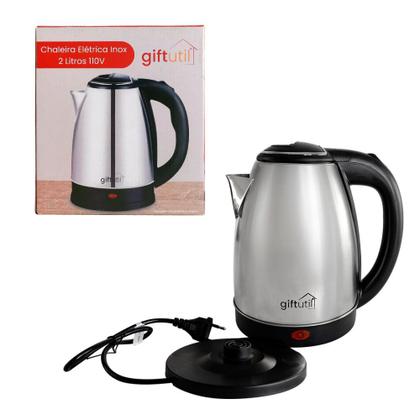Jarra Chaleira Elétrica de Inox 2 Litros - 127V - GiftUtil Imagem de Jarra Chaleira Elétrica de Inox 2 Litros - 127V