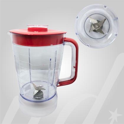Imagem de Jarra Copo de Liquidificador Compatível Mondial L850 L900W Cristal Tampa Vermelha livre de BPA