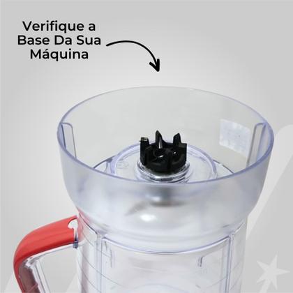 Imagem de Jarra Copo de Liquidificador Compatível Mondial L850 L900W Cristal Tampa Vermelha livre de BPA